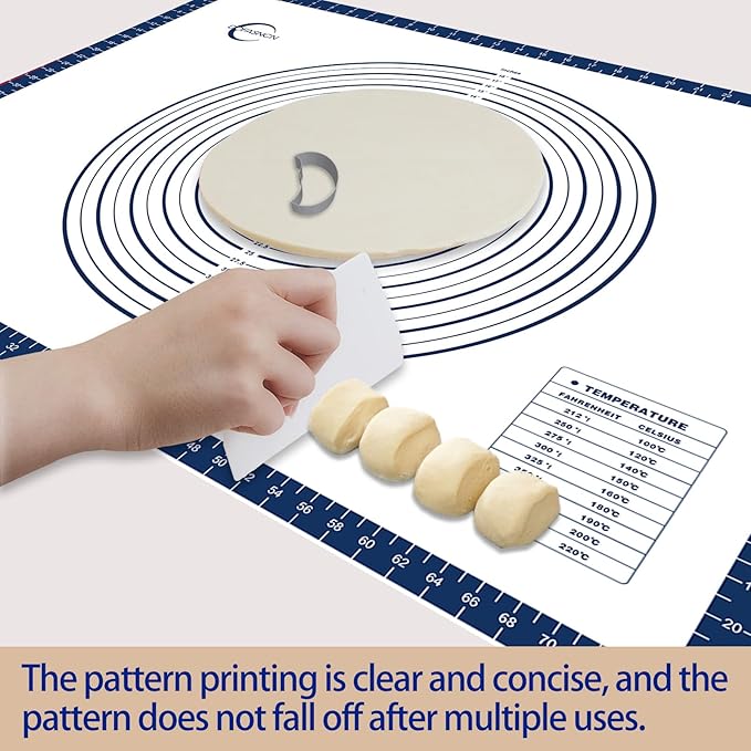 32x24" Silicone Pastry Mat for Rolling Dough Non Slip Non Stick Silicone Mats for Kitchen Counter Blue