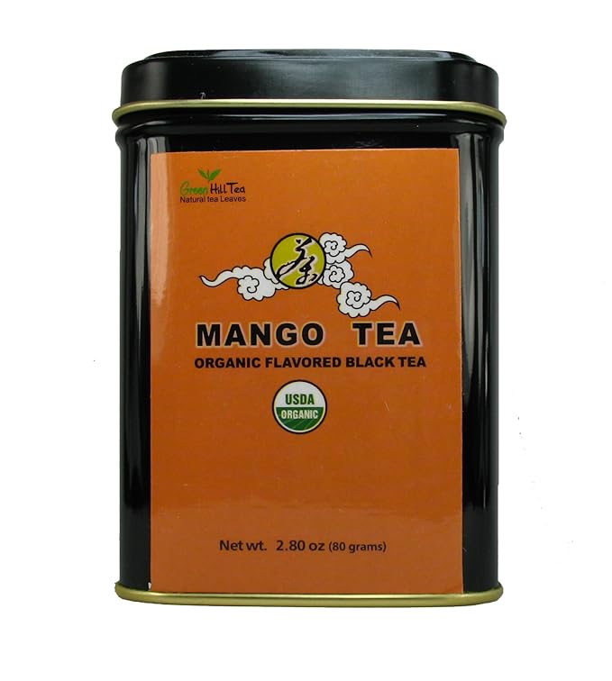 Organic Mango Tea, An Assam Black tea that has aromatic mango bits and natural flavours –2.80 OZ Tea Tin