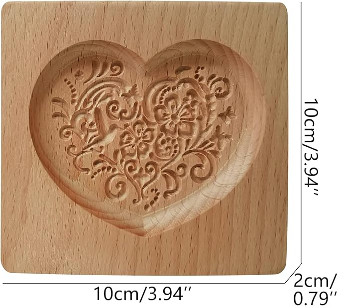 Wooden Cookie Biscuit Mold, 3D Baking Mold, Embossing Craft Decorating Baking Tool, Suitable for Halloween Thanksgiving Christmas Kitchen DIY (Love A 10 * 10 * 2)