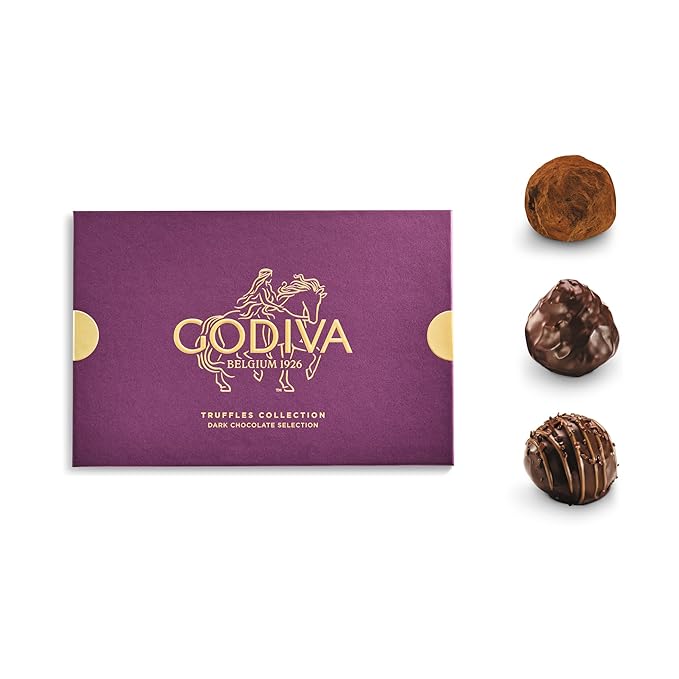 Godiva Dark Chocolate Truffle Gift Box, Belgian Dark Chocolates with Ganache Center, Gourmet Gift for Birthdays, Holidays, Non-GMO & Kosher, 15 Pc
