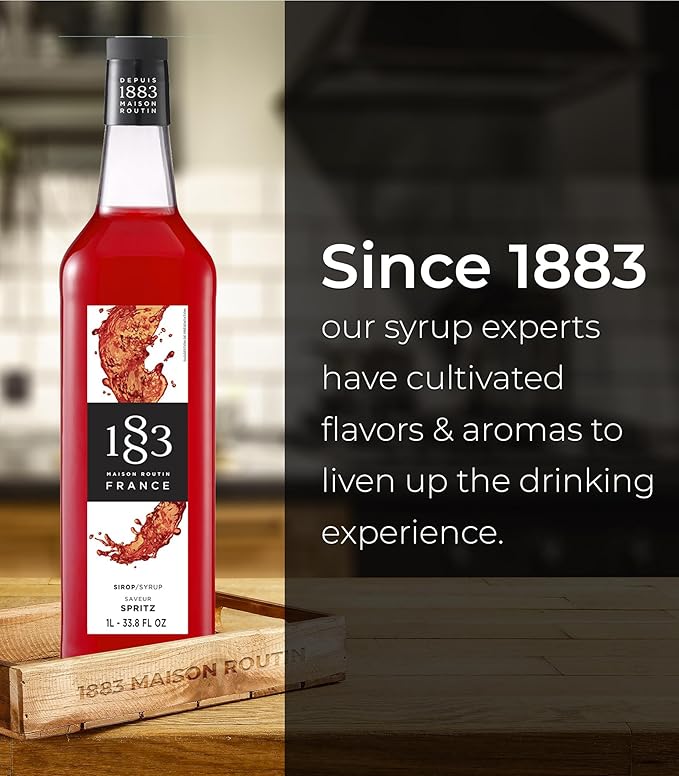 1883 Spritz Syrup for Drinks – Made in France, Premium Cocktail Mixer, 1 Liter Glass Bottle