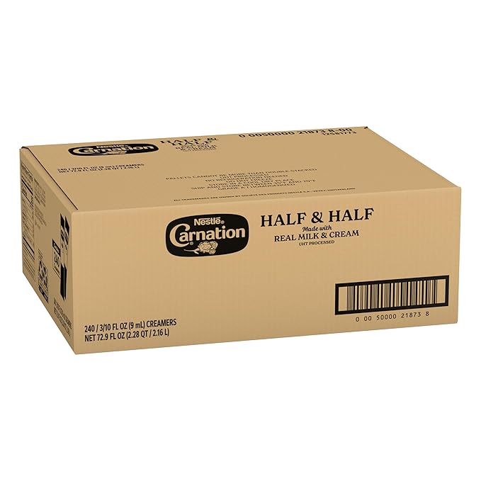 Nestle Carnation Coffee Creamer Half and Half, Made with Real Dairy, 0.304 fl oz Liquid Stick Pack (Box of 240)