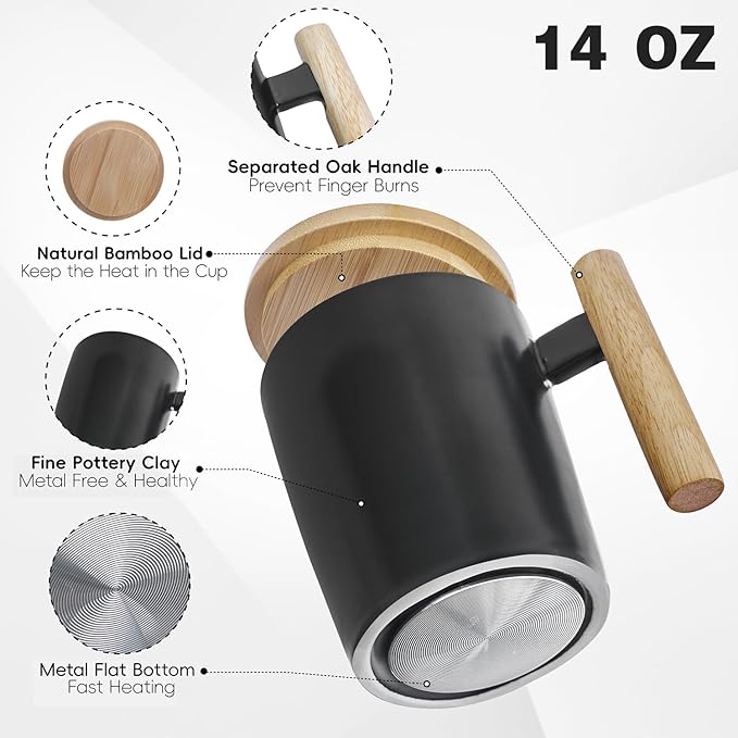 Coffee Mug Warmer & Mug Set 2025, Heated Cup for Desk with Temperature Control and Smart Auto Shut Off, 14oz
