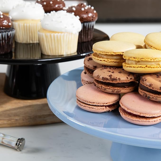 The Cake Stand -10" Ceramic Pedestal Cake Stand with Gloss Finish - Modern Display for Cakes, Cupcakes, Cookies & More - Perfect for Weddings, Birthdays & Baby Showers (White)