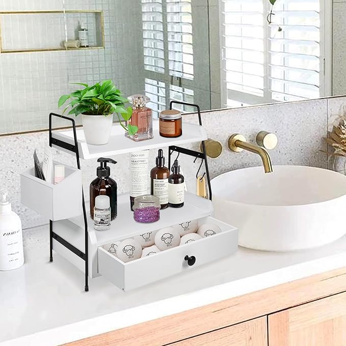 Coffee Bar Accessories and Organizer Countertop, Coffee Station Organizer Kitchen Counter Shelf Organizer, Coffee Condiment Storage, Cup Lid Holder Countertop Shelf for Bathroom
