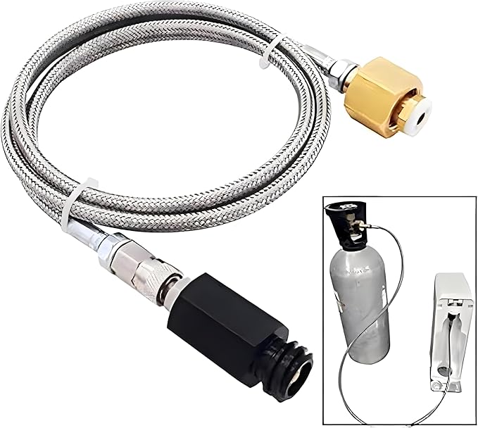 Soda Machine Co2 Adapter with High Pressure Stainless Steel External Hose, CGA320 Co2 Tank Direct Adapter to TR21-4 Soda Water Machine Compatible with Jet Aqua Fizz(36 inch)
