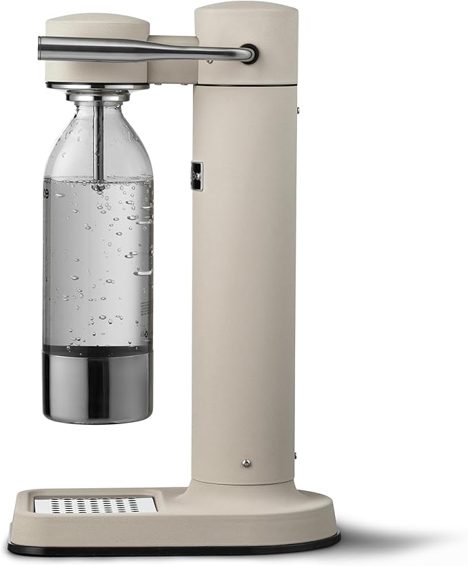 Aarke Carbonator lll, Sparkling & Carbonation Water Machine, Stainless Steel with PET BPA-Free Reusable Bottle Volume 1L/34 fl oz (Sand)