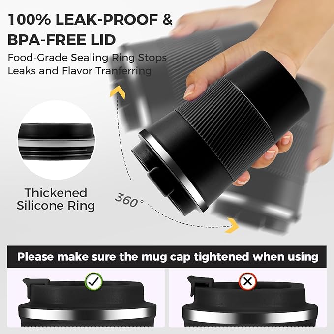Volhoply 13 oz Stainless Steel Insulated Travel Coffee Mug with Fip Lid Bulk 8 Pack,Reusable Double Wall Vacuum Metal Coffee Cup,Portable Leak Proof Thermal Tumbler for Hot&Cold Drinks(Assort Color,8)