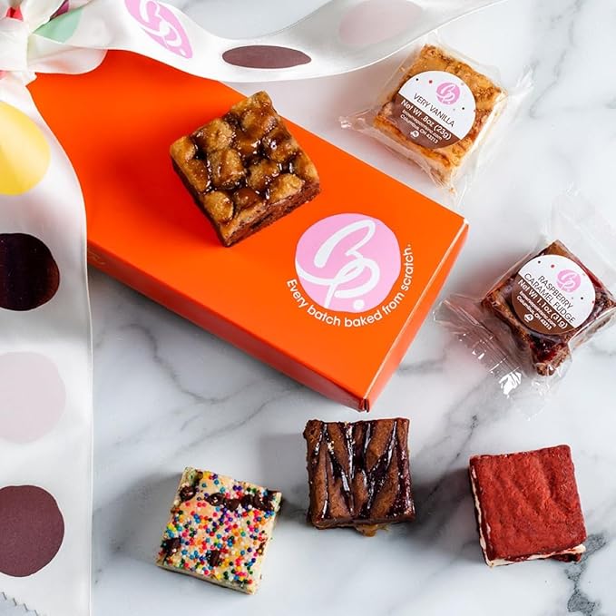 Brownie Points Baby Brownies, 6-Individually Wrapped, Gift Box and Gifts Baskets for all Occasions, Fudge Chocolate Brownies, Baked from Scratch, Made with Fine and Fresh Ingredients, Gourmet Desserts
