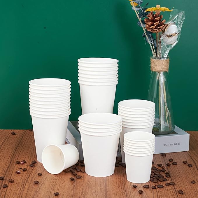 LITOPAK 270 Pack 10 oz Disposable Paper Coffee Cup, Drinking Cups for Water, White Paper Hot Coffee Cups, Suitable for Party, Picnic, Travel, and Events