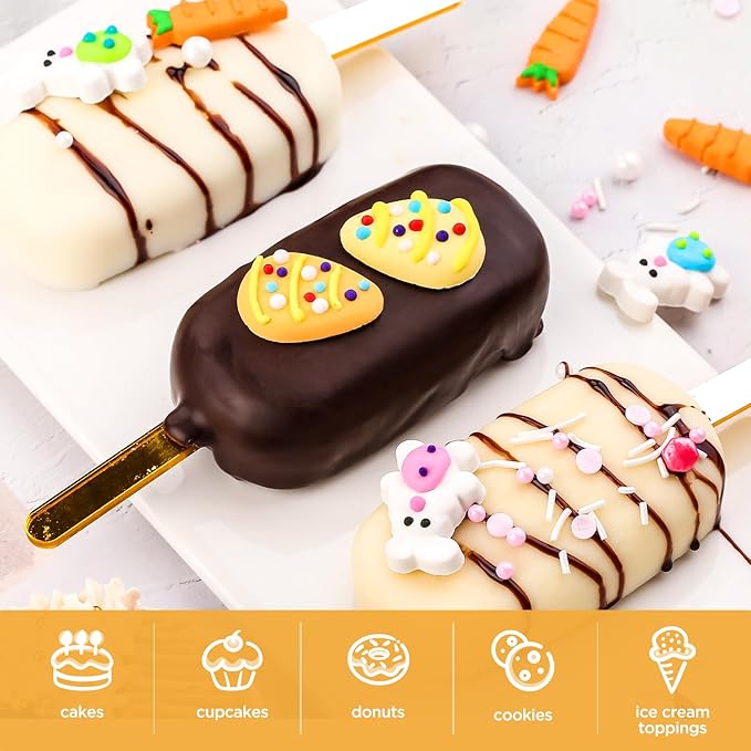 Edible Easter Cake Decorations for Cake Decorating, Carrot Cake Decorations, Bunny Cupcake Toppers for Easter Theme Cake, Macarons, Cookies, Waffles, Cakecircles