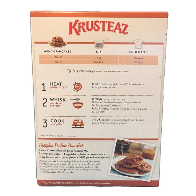 Krusteaz Baking Mix, Pumpkin Spice Complete Pancake Mix, Light & Fluffy, Made with Real Pumpkin & No Artificial Flavors or Preservatives, 16 OZ Box (Pack of 2)