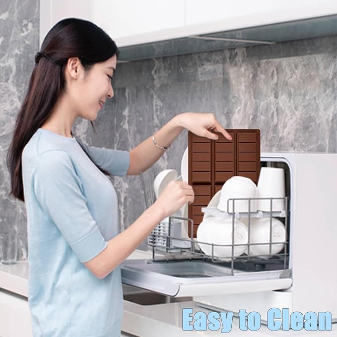 Silicone Chocolate Bar Mold Reusable-Nonstick Baking Molds for Homemade Candy, Ice Cubes, DIY Treats 2 Pack (5 Snap)