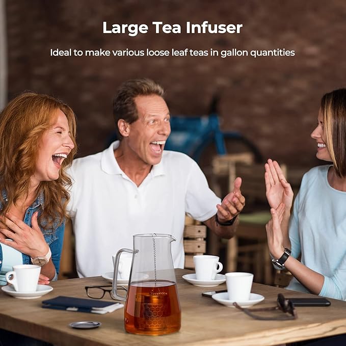 2 Pack Reinmoson Large Tea Infuser for Loose Tea & Spice Infuser for Cooking, Extra Fine Mesh Large Tea Strainers, 304 Stainless Steel Loose Leaf Tea Steeper for Black Tea, Rooibos, etc