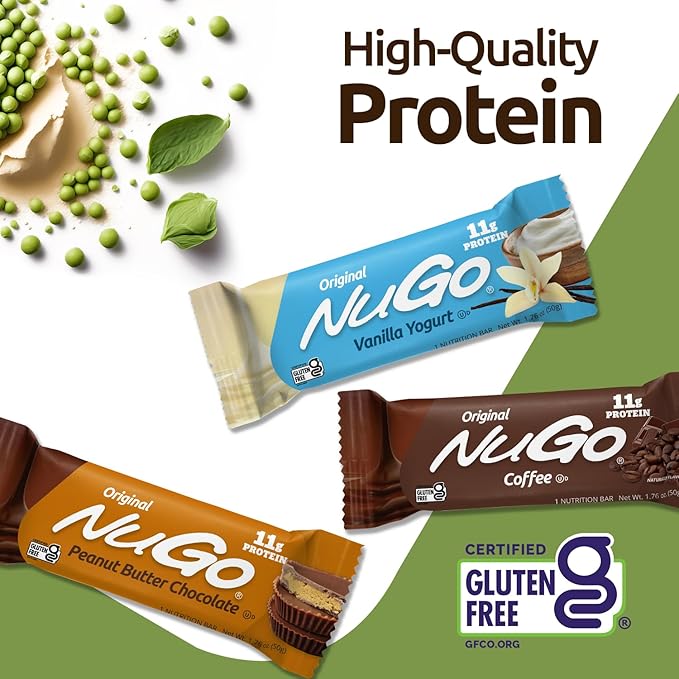 NuGo Protein Bar, NEW! Dulce De Leche 15 bars & Churro 15 bars, 11-15g Protein, Gluten Free, 30 Count