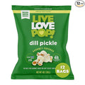 Live Love Pop Dill Pickle Flavored Gourmet Popcorn, 1.0 Oz (Pack of 12), Individual Snack Size Bags, Healthy Snack, Gluten Free, Vegan & Non-GMO, Mission Driven Munchies