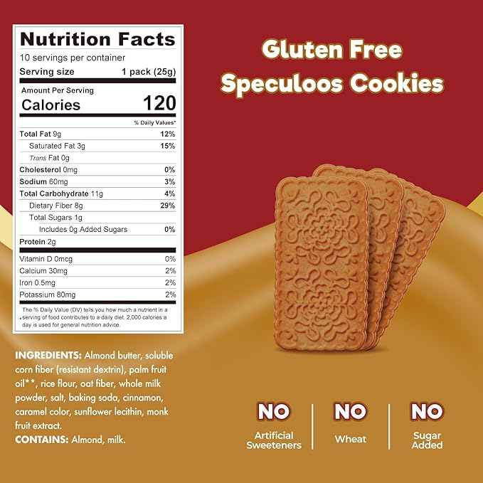 ChocZero Speculoos Cookies, Gluten Free, No Added Sugar, Spiced Windmill Keto Cookie, 30 Cookies Per Box, 9 Ounce (Pack of 2)