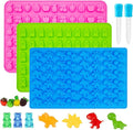 Gummy Candy Molds - Silicone Gummy Bear/Dinosaur/Fruit Snack Molds for Kids With 2pcs Dropper,Non-stick and Bpa Free for Mini Candy Chocolate Gummies Baking