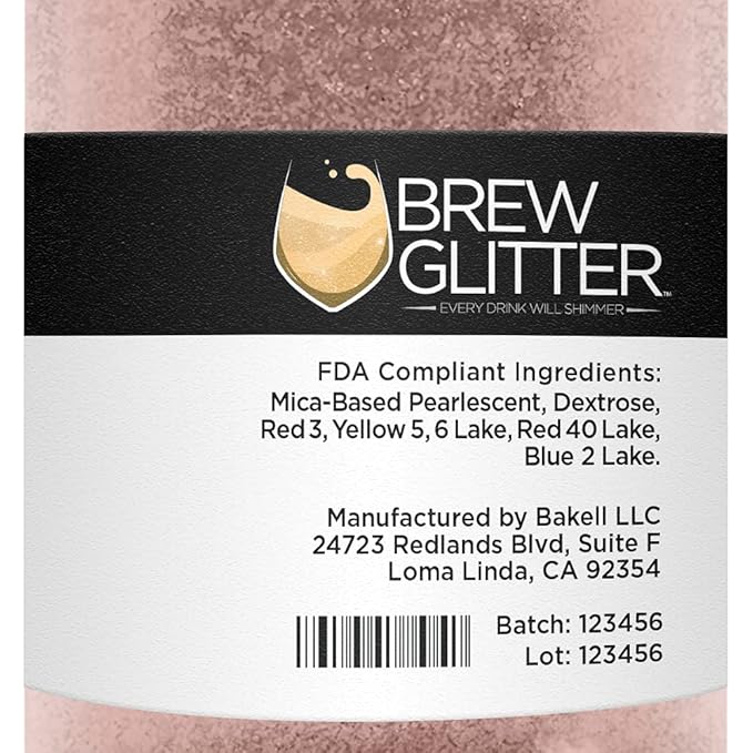 Rose Gold Brew Glitter Edible Glitter for Drinks, Cocktails, Beer, Garnish Glitter & Beverages | Kosher & Halal Certified | 100% Edible & Food Grade | Vegan, Gluten, Nut Free (50g, Rose Gold)