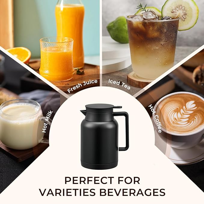2 Pack 49oz Thermal Coffee Carafe and 15oz Insulated Water Bottle, Stainless Steel Vacuum Thermal Carafes and Water Bottle for Keeping Coffee, Tea, Water - Keep 12 Hours Hot, 24 Hours Cold