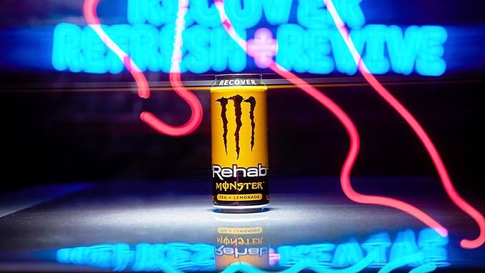 Monster Energy Rehab Tea + Lemonade + Energy, Energy Iced Tea, Energy Drink 15.5 Ounce (Pack of 15)