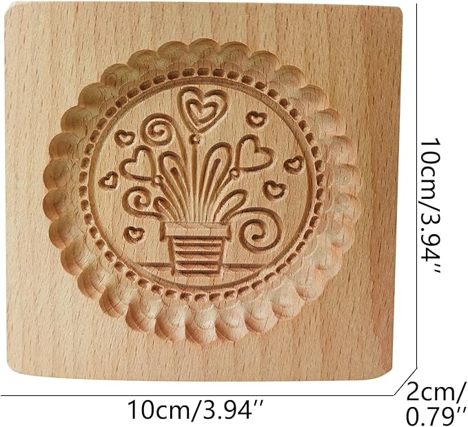 Wooden Cookie Biscuit Mold, 3D Baking Mold, Embossing Craft Decorating Baking Tool, Suitable for Halloween Thanksgiving Christmas Kitchen DIY (Flowerpot 10 * 10 * 2)