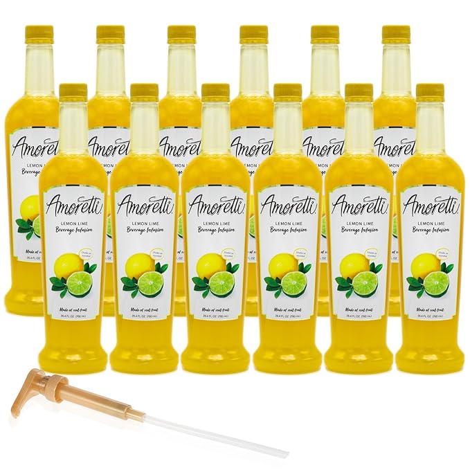 Amoretti - Lemon Lime Beverage Infusion - Drink Mix & Water Enhancer with Pump for Flavoring Cocktails, Waters, Teas, and other Beverages, Preservative Free