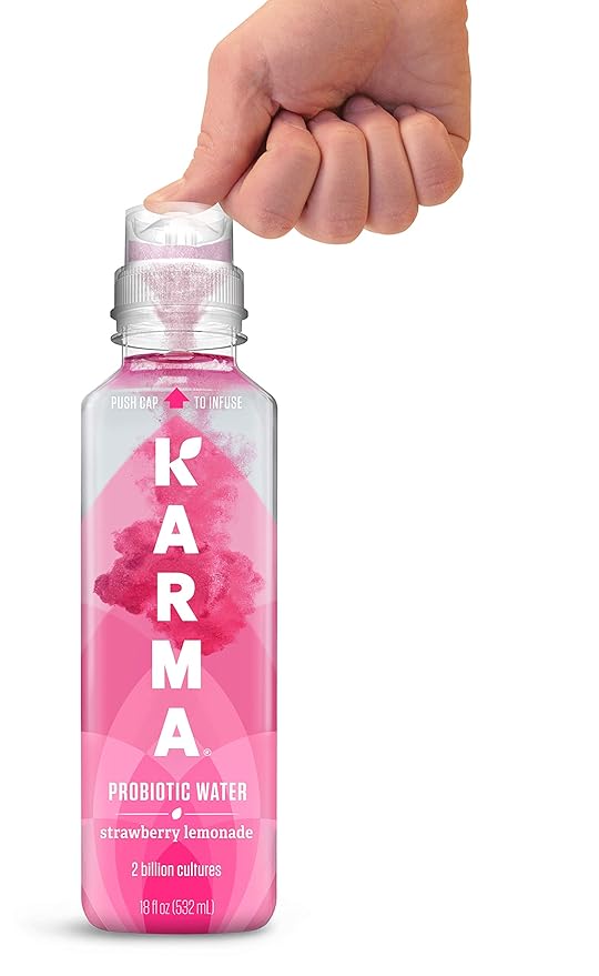 Karma Probiotic Water - 12 Pack, Strawberry Lemonade Drink - Immune & Gut Health Support