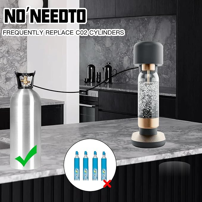 Soda Maker CO2 Quick Adapter with Hose, CO2 Cylinder CGA320 Threaded Refill Compatible with Fizzi Onetouch Jet AQUA FIZZ Blue Cylinder Soda Machine Series (36inch)
