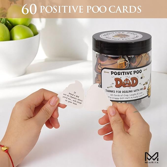 Positive Poo Gifts for Dad Jar – Funny for Dad, 60 Poop-Themed Affirmations, Christmas Gag Gifts for Dad, White Elephant Gift, Emotional Support Jar for Dads, Husbands & Bonus Dads