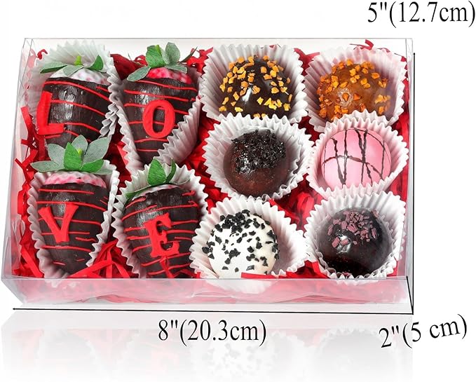 RomanticBaking 50PCS 8x5x2 Inch Full Clear Cookies Boxes Strawberry Boxes Bakery Boxes Cakesickle boxes Chocolate Truffle Boxestreat boxes