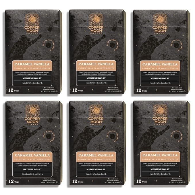 Copper Moon Single Serve Coffee Pods for Keurig K-Cup Brewers, Caramel Vanilla Blend, Medium Roast, 72 Count