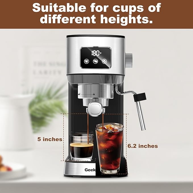Geek Chef Espresso Machine, 20 Bar Coffee Machine, Latte Machine, Cappuccino Maker, Espresso Maker for Home
