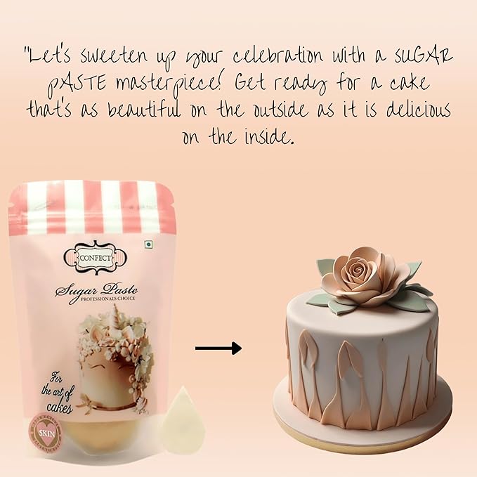 Confect Skin Fondant | Icing Fondant | Colored Fondant | Fondant Kit | Cake Fondant | Chefs Choice Edible Fondant for Cakes Decorating | Vegan, Gluten-Free, Nut-Free, Palm Oil-Free – 8.8 Oz