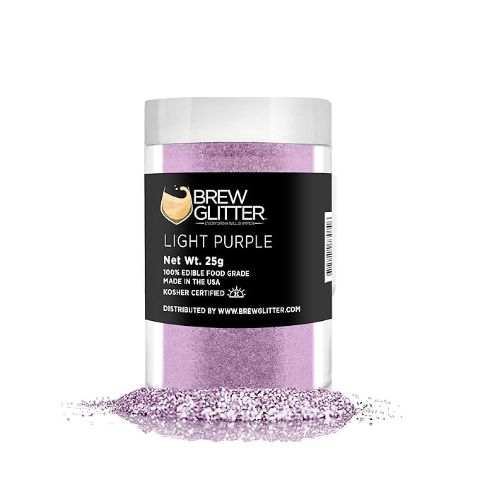 Light Purple BREW GLITTER Edible Glitter For Drinks, Cocktails, Beer, Garnish Glitter & Beverages | KOSHER & HALAL Certified | 100% Edible & Food Grade | Vegan, Gluten, Nut Free (25g, Light Purple)