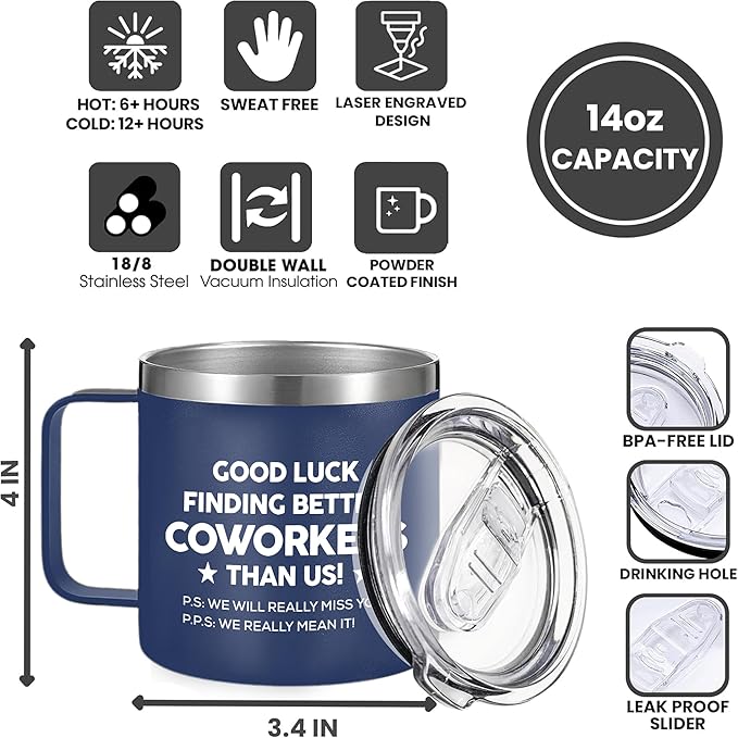 Gossby 14oz Coworker Tumbler - Good Luck Finding Better Coworkers - Farewell, Leaving Job, Going Away, Goodbye Gift for Women Men Coworker, Boss, Employee, Friend, Colleague - Christmas Birthday Gift