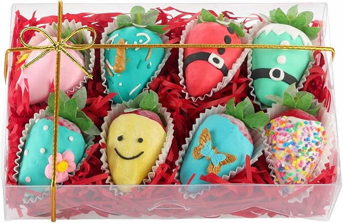 RomanticBaking 50PCS 8x5x2 Inch Full Clear Cookies Boxes Strawberry Boxes Bakery Boxes Cakesickle boxes Chocolate Truffle Boxestreat boxes