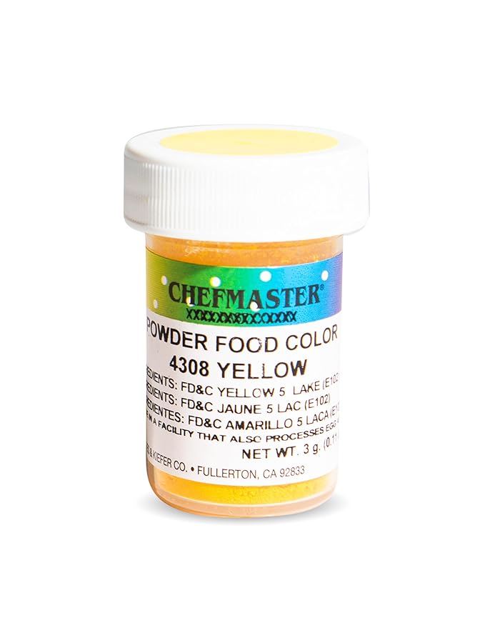 Chefmaster Yellow Dry Powder Candy Color | Vibrant Shades | Chocolate, Macarons, Fondant | Decorating | Professional-Grade Dye | Easy-to-Use | Manufactured in USA | 3 grams