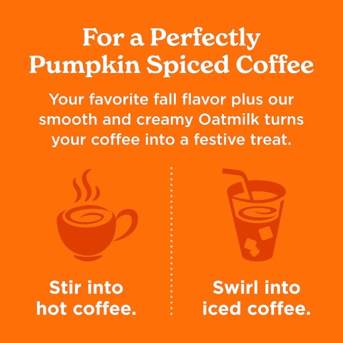 Califia Farms - Pumpkin Spice Oat Barista Blend Oat Milk, 32 Oz (Pack of 6), Shelf Stable, Dairy Free, Plant Based, Vegan, Gluten Free, Non GMO, High Calcium, Milk Frother, Creamer, Oatmilk