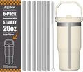 ALINK Stainless Steel Straws Compatible with Stanley Iceflow 20oz Flip Tumbler, 6 Pack Reusable Metal Straws for Stanley Ice Flow 20oz Cup Lid Only, Plus Straw Cleaner Brush