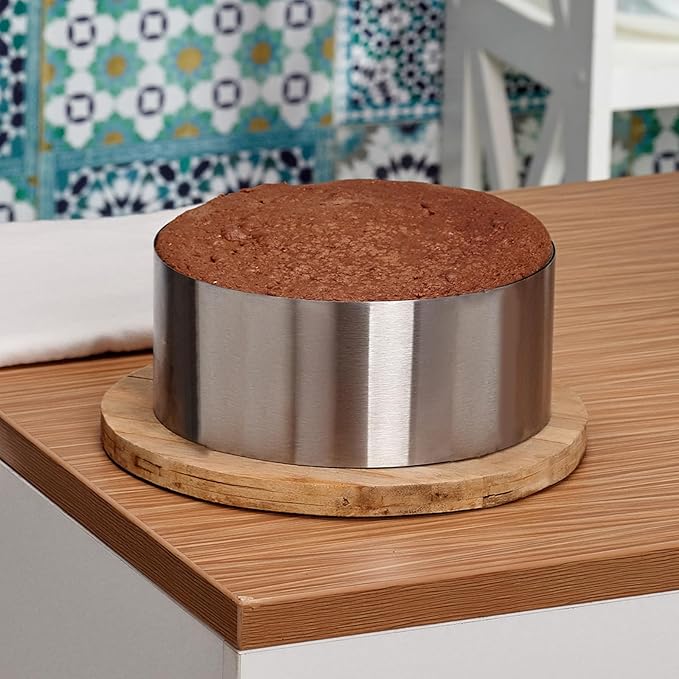 HARFINGTON Round Cake Ring 3.14 x 2 Inch Seamless Stainless Steel Pastry Mousse Dessert Ring Mirror Coating for Baking Cooking Making Tool