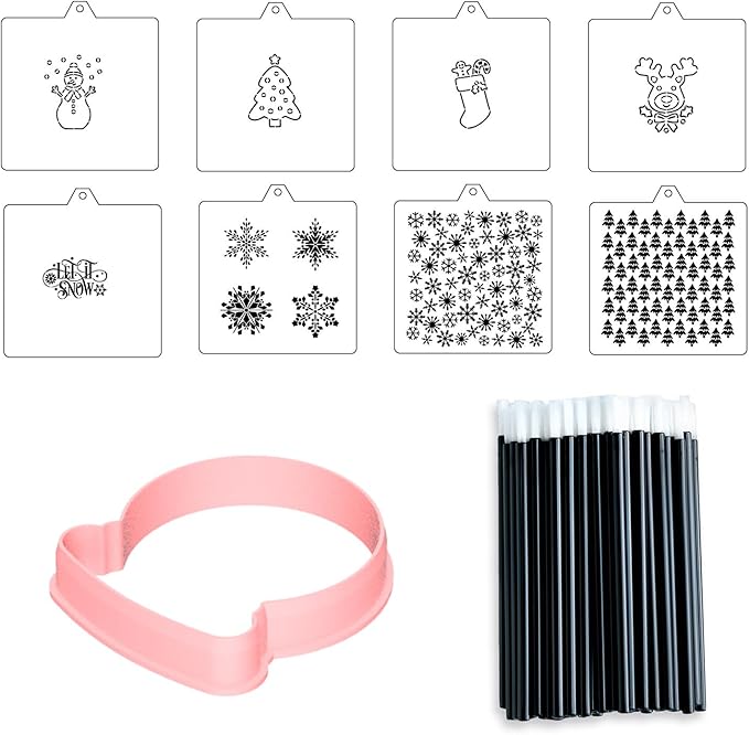 Snowglobe Cookie cutter and stencil set Winter Baking stencils and cutters bundle DIY Snowflake bakery decorating kit Christmas PYO Cookie cutter with stencils Royal Icing stencil (Snowglobe Set)