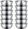 Pinkunn Set of 12 Stainless Steel Mixing Bowls, Nesting Metal Prep Salad Bowl Bulk Kitchen Large Reusable Baking Food Container for Hotel Restaurant Home Cooking, Silver(10.2 x 3.26 Inch)