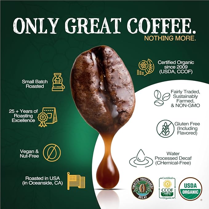 The Bean Organic Coffee Company Water Processed DECAF Pumpkin Spice, Medium Roast, Whole Bean Coffee, 5-Pound Bag