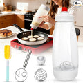 Pancake Batter Dispenser Kit - 4.5-Cup Pancakes Mix Maker with Shaker Ball Stainless Steel Whisk and Brush,Squeeze Bottle for Cupcake,Muffin,Waffle,Crepe