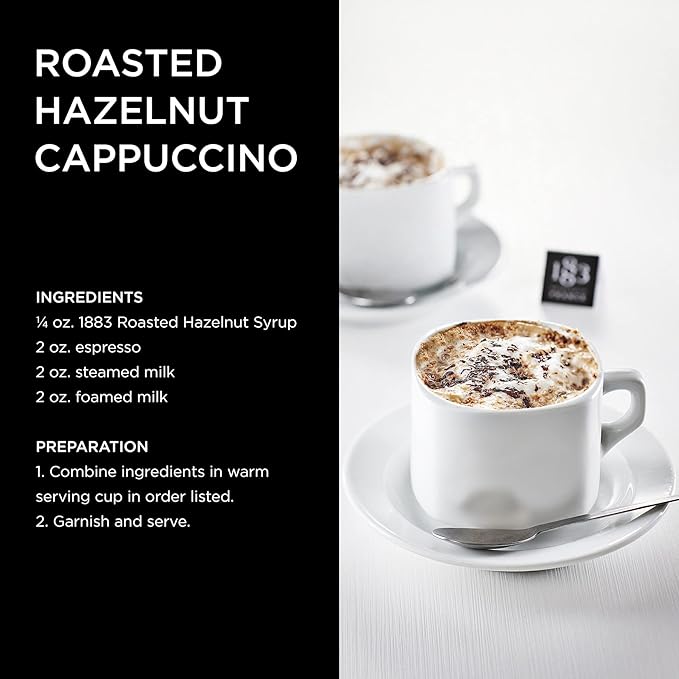 1883 Roasted Hazelnut Syrup for Drinks – Premium French Coffee Syrup – Made in France – 1 Liter Bottle – Perfect for Lattes, Cocktails & Desserts