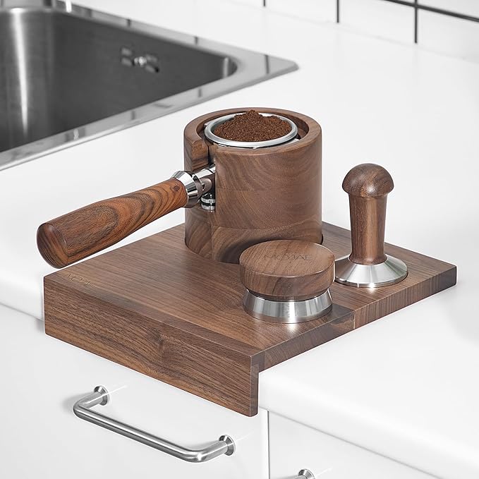 MOJAE 51mm Espresso Distributor, Espresso Distribution Tool, Coffee Distributor Adjustable Depth Espresso Leveler with Walnut Wood Handle, Fits for 51mm Portafilter