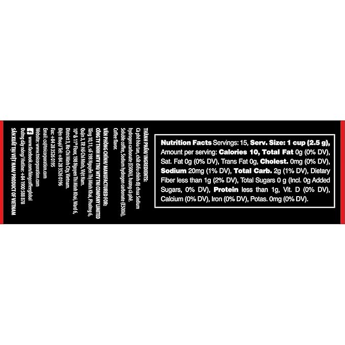King Coffee Espresso, Vietnamese Instant Coffee Arabica, Medium Dark Roast, 15 Packets x 2.5g, Pack of 1