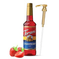 Jimoco® Syrup Pump Dispenser + Torani® Strawberry Syrup, 25.4 oz - Coffee Syrup Pump & Flavoring Bundle