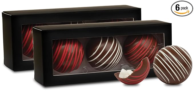 Hot Chocolate Bombs by Chocolate Works, Premium Hot Cocoa Bombs with Marshmallows, Made with Real Milk Chocolate, Dark Chocolate and White Chocolate, Pack of 6 Cocoa Bombs